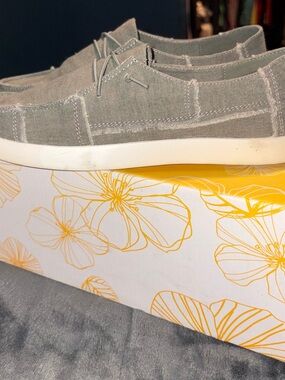 Yellow Box Women’s Canvas Slip-On Loafers - Olive Gray